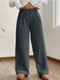 Women Plain Long Elastic Waist Pants Casual Spring/Fall Trousers