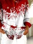 Shirt Collar Regular Sleeve Long Sleeve Christmas Buckle Regular Loose Button Up Shirt Shirt For Women