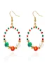 Handmade Christmas Party Millet Bead Earrings Bowknot Fashion Wreath Earrings