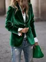 Women Plain Spring/Fall Outerwear Vintage Split Joint Long Sleeve Lapel Collar Regular Blazer