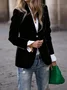 Women Plain Spring/Fall Outerwear Vintage Split Joint Long Sleeve Lapel Collar Regular Blazer
