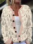Women Christmas Long Sleeve Comfy Vintage Printing Cardigan