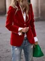 Women Plain Spring/Fall Outerwear Vintage Split Joint Long Sleeve Lapel Collar Regular Blazer