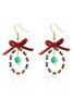 Handmade Christmas Party Millet Bead Earrings Bowknot Fashion Wreath Earrings