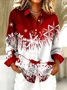 Shirt Collar Regular Sleeve Long Sleeve Christmas Buckle Regular Loose Button Up Shirt Shirt For Women