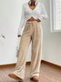 Women Plain Long Elastic Waist Pants Casual Spring/Fall Trousers