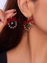 Handmade Christmas Party Millet Bead Earrings Bowknot Fashion Wreath Earrings