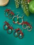 Handmade Christmas Party Millet Bead Earrings Bowknot Fashion Wreath Earrings