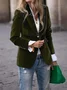 Women Plain Spring/Fall Outerwear Vintage Split Joint Long Sleeve Lapel Collar Regular Blazer