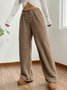 Women Plain Long Elastic Waist Pants Casual Spring/Fall Trousers