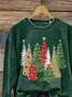 Casual Crew Neck Christmas Sweatshirt Printing