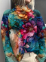 Women Floral Long Sleeve Comfy Vintage Printing Sweater