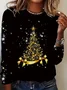 Casual Christmas Crew Neck Long Sleeve T-shirt