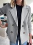Women Winter Outerwear Casual Split Joint Plain Long Sleeve Shawl Collar Jacket