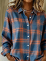 Shirt Collar Regular Sleeve Long Sleeve Plaid Buckle Regular Loose Button Up Shirt Shirt For Women