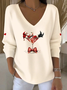 Casual Santa Claus V Neck Long Sleeve T-shirt
