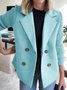 Women Winter Outerwear Casual Split Joint Plain Long Sleeve Shawl Collar Jacket