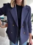 Women Winter Outerwear Casual Split Joint Plain Long Sleeve Shawl Collar Jacket