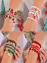 New Christmas Rice Bead Bracelet Four-pack Women's Stacking Santa Claus Snowflake Bell Elk Holiday Party Bracelet