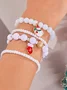 New Christmas Rice Bead Bracelet Four-pack Women's Stacking Santa Claus Snowflake Bell Elk Holiday Party Bracelet