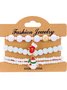 New Christmas Rice Bead Bracelet Four-pack Women's Stacking Santa Claus Snowflake Bell Elk Holiday Party Bracelet