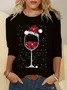 Casual Christmas Crew Neck Long Sleeve T-shirt