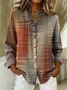 Lace Collar Long Sleeve Geometric Regular Loose Shirt For Women