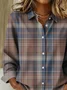 Shirt Collar Regular Sleeve Long Sleeve Plaid Buckle Regular Loose Button Up Shirt Shirt For Women