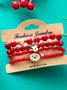 New Christmas Rice Bead Bracelet Four-pack Women's Stacking Santa Claus Snowflake Bell Elk Holiday Party Bracelet