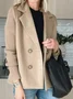 Women Winter Outerwear Casual Split Joint Plain Long Sleeve Shawl Collar Jacket
