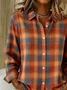 Shirt Collar Regular Sleeve Long Sleeve Plaid Buckle Regular Loose Button Up Shirt Shirt For Women