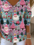 Casual Santa Claus V Neck Long Sleeve T-shirt