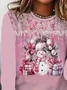 Casual Christmas Snowman Crew Neck Long Sleeve T-shirt