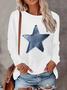 Casual Star Crew Neck Long Sleeve T-shirt