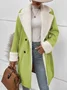 Women Winter Outerwear Casual Split Joint Plain Long Sleeve Lapel Collar Jacket