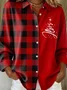 Shawl Collar Long Sleeve Christmas Regular Loose Shirt For Women