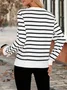Casual Stand Collar Striped Sweatshirt