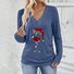Casual Plain V Neck Long Sleeve T-shirt