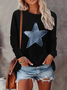 Casual Star Crew Neck Long Sleeve T-shirt