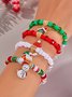Christmas Polymer Clay Bracelet Christmas Colorful Santa Claus Snowflake Snowman Bracelet Christmas Bracelet Set