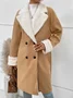 Women Winter Outerwear Casual Split Joint Plain Long Sleeve Lapel Collar Jacket