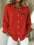 V Neck Long Sleeve Animal Regular Micro-Elasticity Regular Fit Shirt For Women