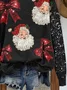 Casual Crew Neck Santa Claus Sweatshirt Printing