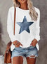 Casual Star Crew Neck Long Sleeve T-shirt