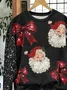 Casual Crew Neck Santa Claus Sweatshirt Printing