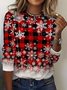Casual Plaid Crew Neck Long Sleeve T-shirt