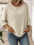 Crew Neck Long Sleeve Plain Regular Loose Blouse For Women