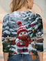 Casual Christmas Snowman Crew Neck Long Sleeve T-shirt