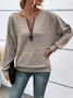 Casual Plain V Neck Long Sleeve T-shirt