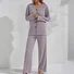 Autumn And Winter Warm Light Purple Knitted V-Neck Button Cardigan Ribbed Long-Sleeved Trousers Home Good Sleep Two-Piece Set